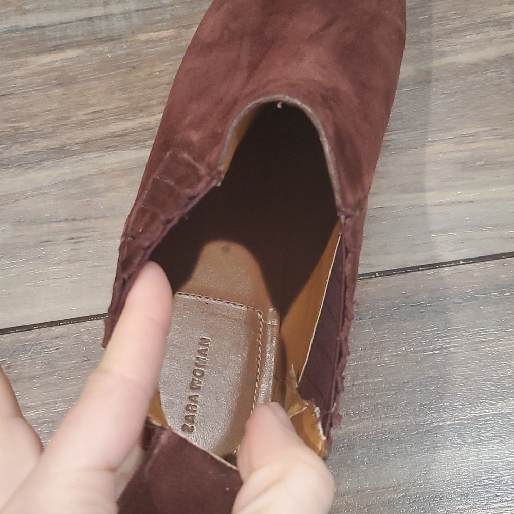 Zara women Suede ankle boots sz US8 - Picture 11 of 12